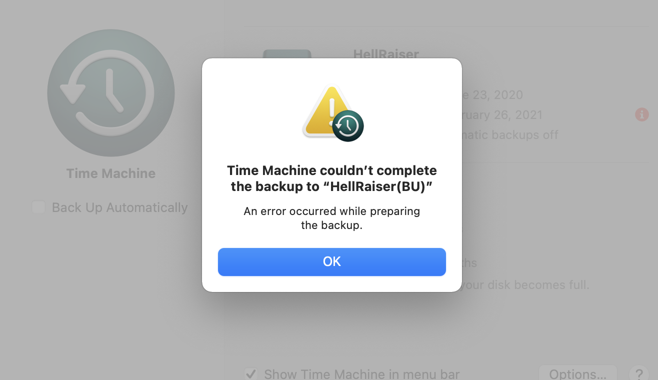 Fix Time Machine Could Not Complete the Backup Error