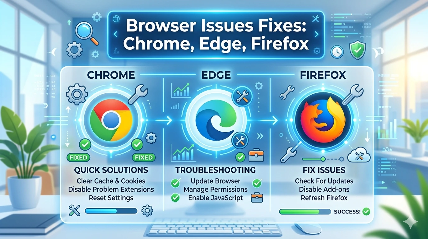 Browser Issues Fixes: Chrome, Edge, Firefox