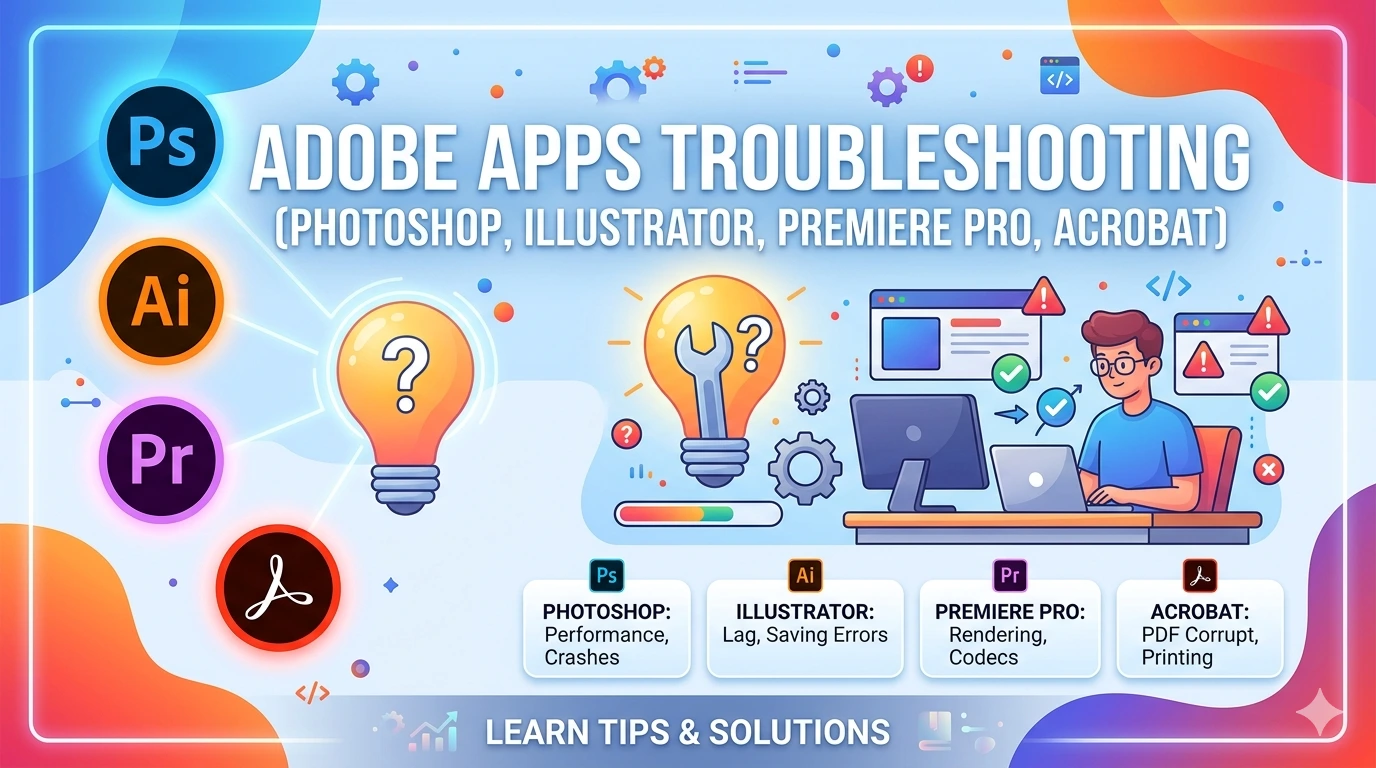 Adobe Apps Troubleshooting (Photoshop, Illustrator, Premiere Pro, Acrobat)