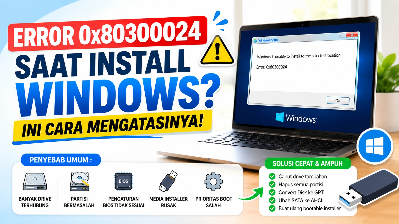 Error 0x80300024 Saat Install Windows? Ini Cara Mengatasinya