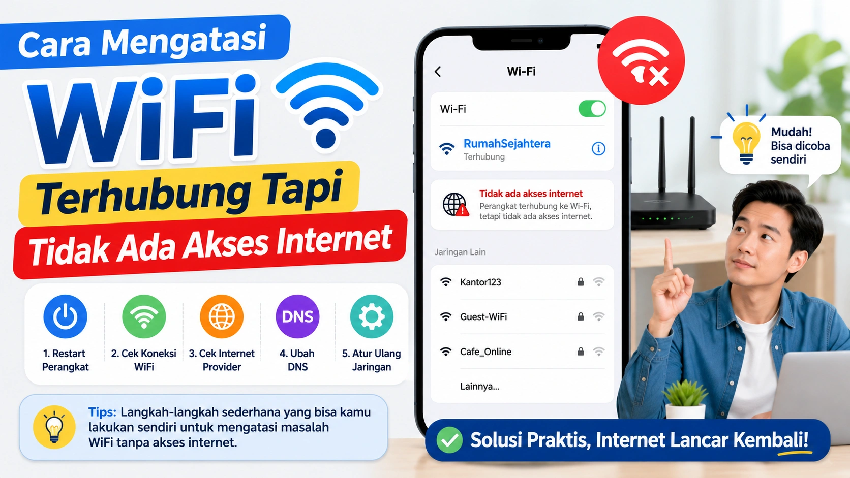 Cara Mengatasi WiFi Terhubung Tapi Tidak Ada Akses Internet